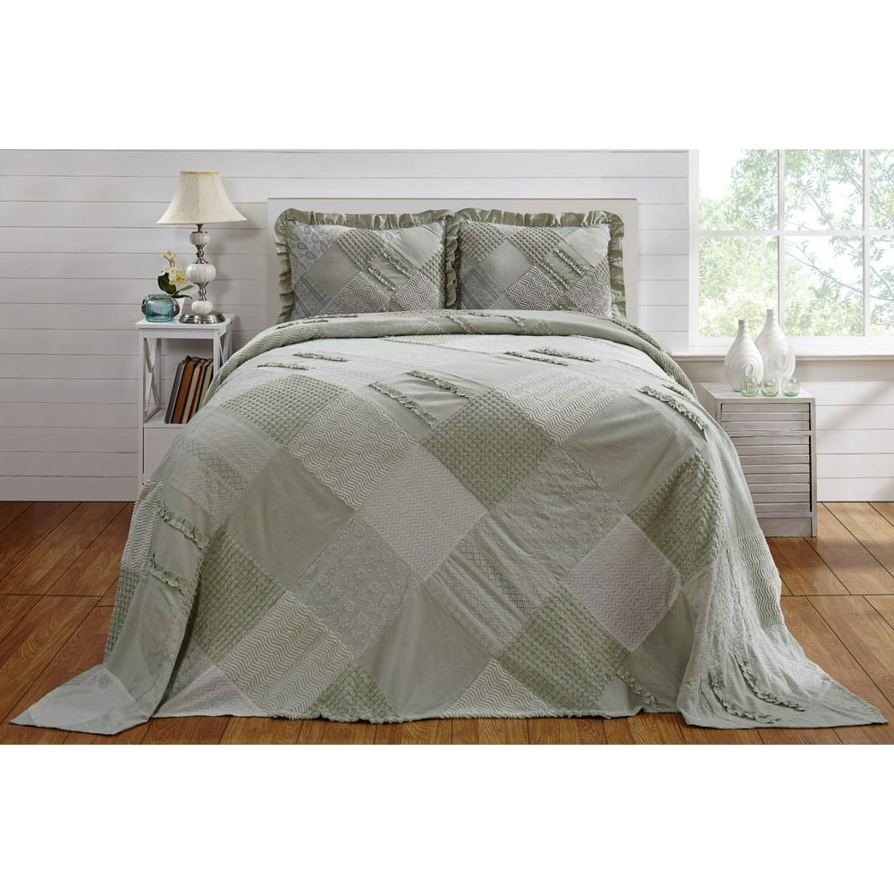 Better Trends Ruffled Chenille Bedspread King, Sage