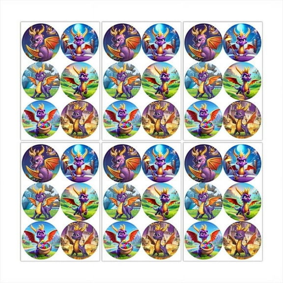 Spyro the Dragon Skylanders Swap Force Stickers Labels Birthday Party Favors Thank You Themed Round Circle Baby Shower 60pcs
