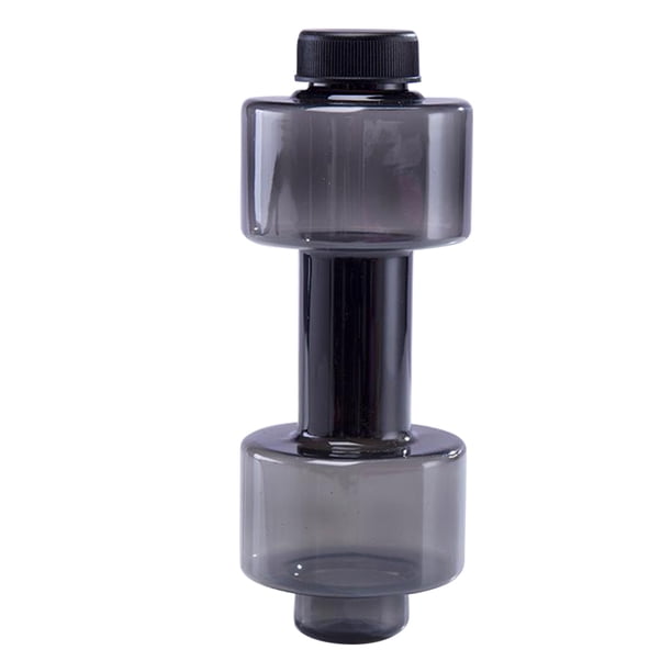Botella de agua para deportes con mancuernas Botella de agua para espacios de plástico Botella de agua de baja temperatura para deportes Ejercicio Fitness (Negro)