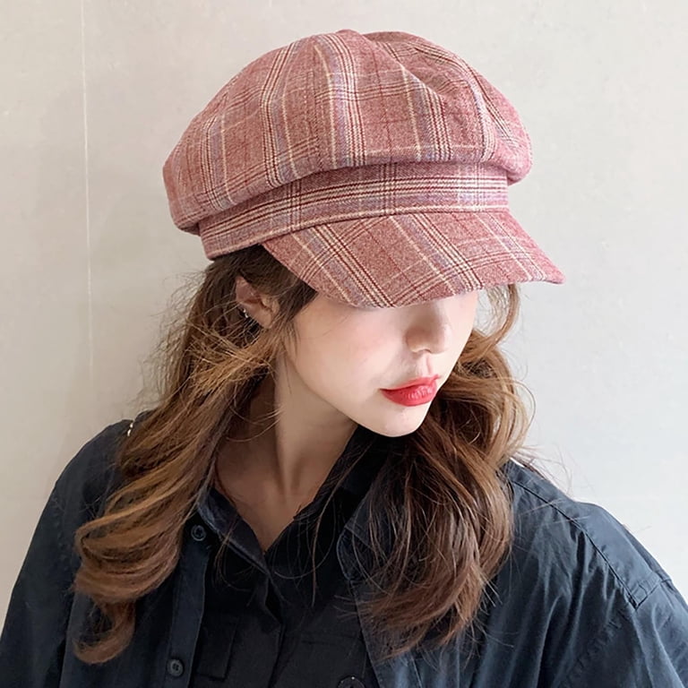 EnJoCho Ladies Casual Caps Vintage Women Winter Plaid Hat  display picture 1