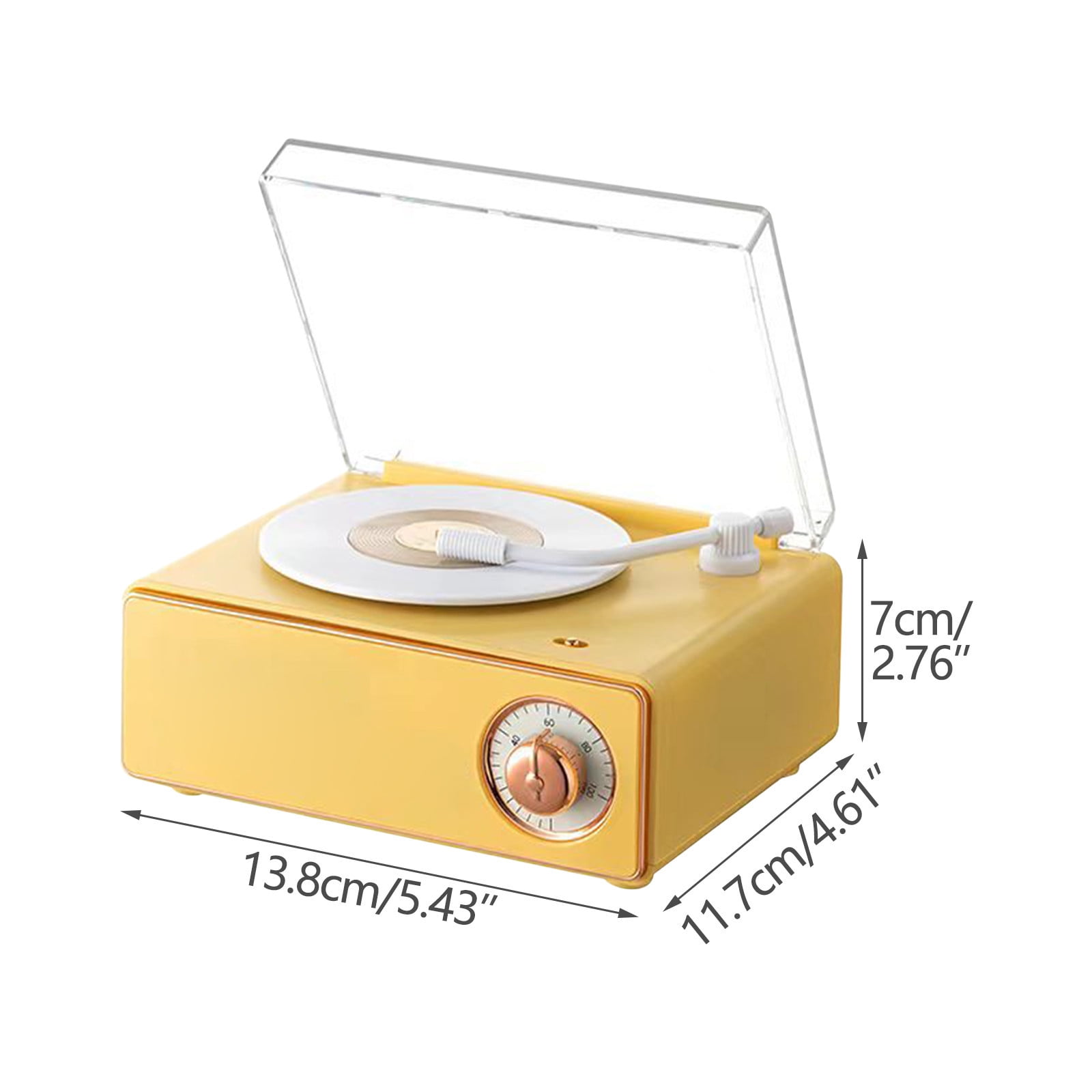 New Vintage Vinyl Bluetooth Speaker & Alarm Clock with Wireless Charging - Retro Phonograph Gift for Travel,Home,Office