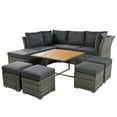 thumbnail image 3 of 9 Pieces Outdoor Patio Furniture Set Outdoor Sectional Rattan Sofa Set Manual Wicker Patio Conversation Set with Ottomans, Solid Wood Coffee Table for Yard Deck Porch(Grey), 3 of 9