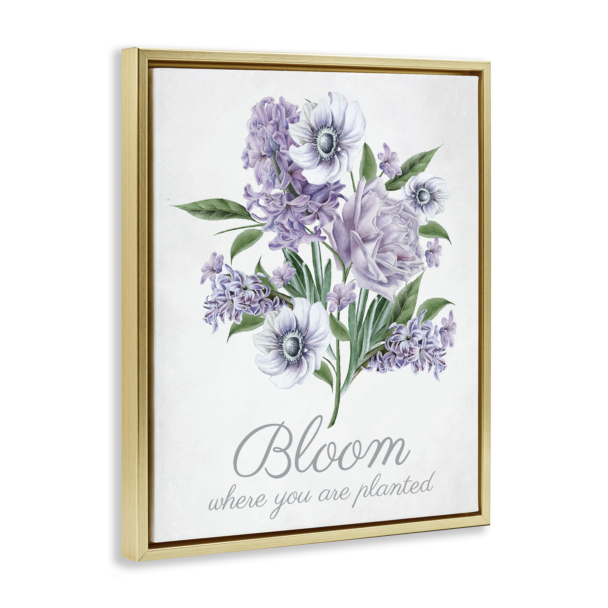 Stupell Industries Vintage Bloom Phrase Botanical & Floral Painting Gold Floater Framed Art Print Wall Art, 25 x 31