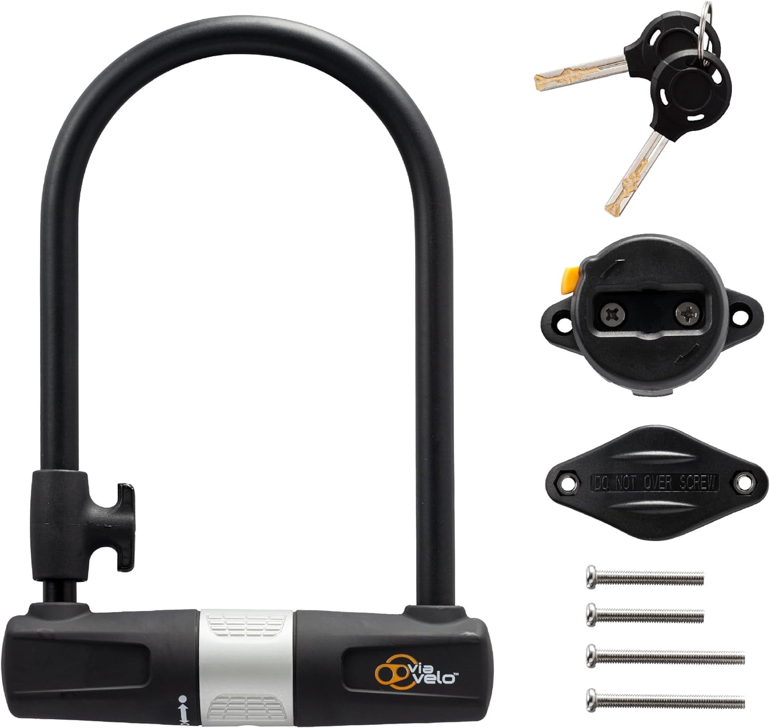 Via Velo Bicycle U Lock with Mounting Bracket 14mm Heavy Duty Bike Lock for Road & Electric Bike