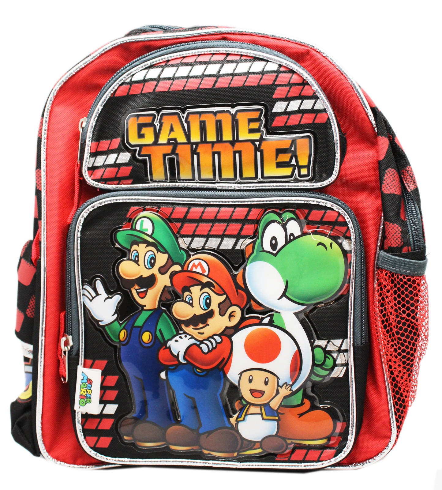 Super Mario Game Time! Red/Black Small Size Kids Backpack (12in