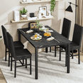 thumbnail image 4 of Stmoze Marble Dining Table Set for 4, Space Saving Kitchen Table with 4 PU Leather Upholstered Chairs, 5 Pieces Faux Marble Tabletop Dining Set for Small Space, Kitchen, Pub, Black, 4 of 8