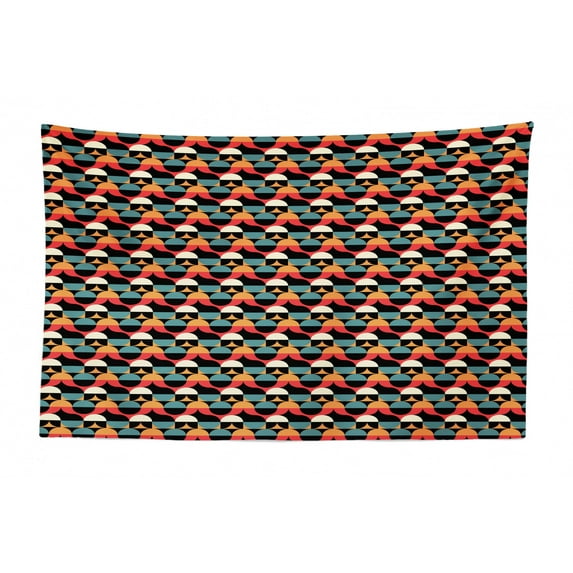 Black and White Tapestry, Abstract Hand-Drawn Lines Retro Style with Grunge Effect Geometric Design, Fabric Wall Hanging Decor for Bedroom Living Room Dorm, 2 Sizes, Black White, by Ambesonne