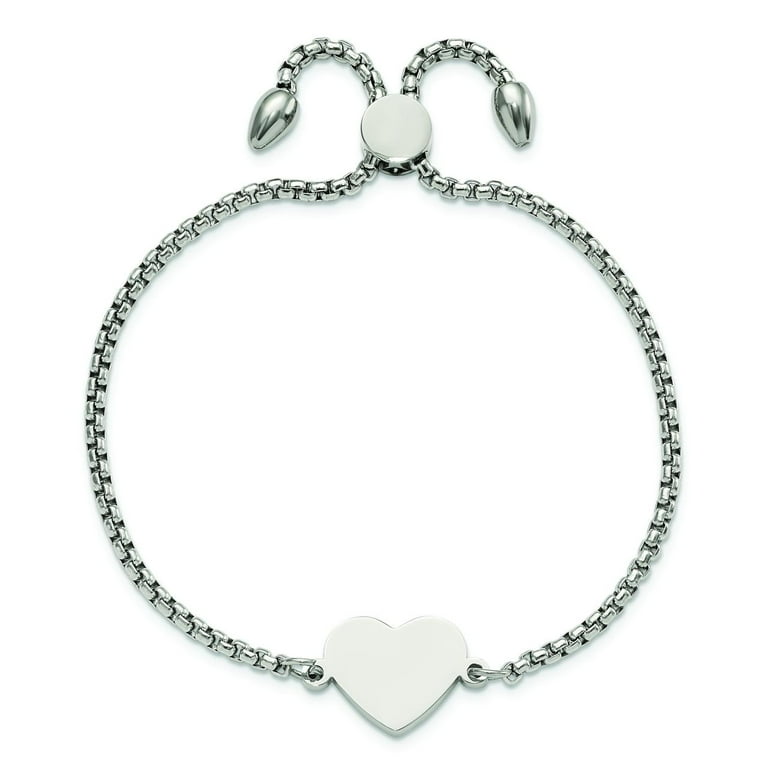 Stainless Steel Polished Heart Adjustable Bracelet Stainless Steel Polished Heart Adjustable Bracelet