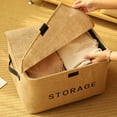 thumbnail image 2 of Japanese Style Foldable Cotton-Linen Storage Box with Lid - Medium Size Jute Alphabet Design, Dustproof & Moisture-Resistant Fabric Organizer for Clothes, Blankets, Toys & Stationery, Portable Home, 2 of 6