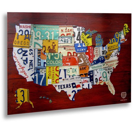 Trademark Fine Art "License Plate Map USA" Brushed