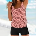 thumbnail image 3 of NIEWTR Two Piece Tankini Swimsuits for Women Tummy Control Tankini Top Bandeau Bathing Suits with Bottom 2 Piece Hawaiian Summer Swimsuits(Pink,XXL), 3 of 5