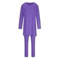thumbnail image 3 of ITSUN Plus Size Women's 2 Piece Sweatsuits Outfits Casual Spring Summer Long Sleeve Round Neck Blouses Workout Yoga Gym Clothes Sets Purple L, 3 of 4