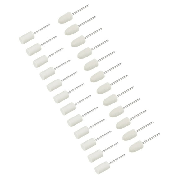 Uxcell 10mm Wool Felt Mounted Points Cylinder Conical Polishing Buffing Wheels Grinding Head 24 Pcs