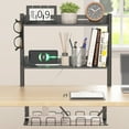 thumbnail image 4 of Mintazer 3-Tier Clamp-On Desk Shelving Unit with Under-Desk Cable Management Tray for Table Accessories, Gaming Devices, and More, Storage Tray, Desktop Organizer, Black, 4 of 10