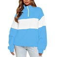 thumbnail image 4 of QUNYINEY Long Sleeve Women's Sweatshirts Colorblock Half Zip Mock Neck Tops Loose Fit Workout Casual Pullover Long Sleeve Sweatshirts, 4 of 8
