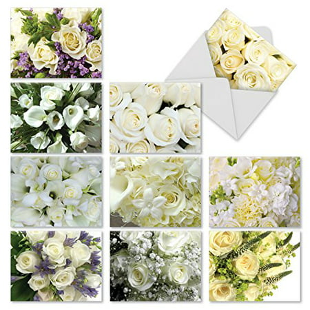 M10029TY BRIDAL BOUQUETS' 10 Assorted Thank You Greeting Cards Present  Flowers of Innocence and Purity on the Wedding Day with Envelopes by The Best Card (With Best Compliments Wedding Card)