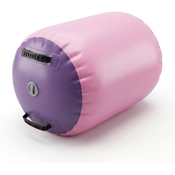 Inflatable Gymnastics Air Roller - Tumbling Barrel Training Mat for Balance Yoga Cheer and Gym Practice - Pink