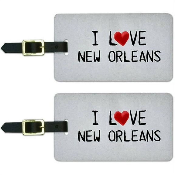 I Love New Orleans Written on Paper Luggage Suitcase Carry-On ID Tags, Set of 2