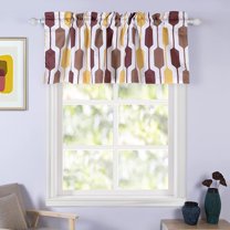 DriftAway Riley Geo Lined Window Curtain Valance Mid Century Geometric Pattern 2 Layers Rod Pocket, 52" x 18" Plus 2" Cotta