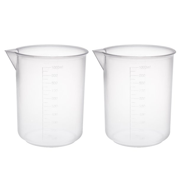 2pcs Measuring Cup Labs PP Graduated Beakers 1000ml