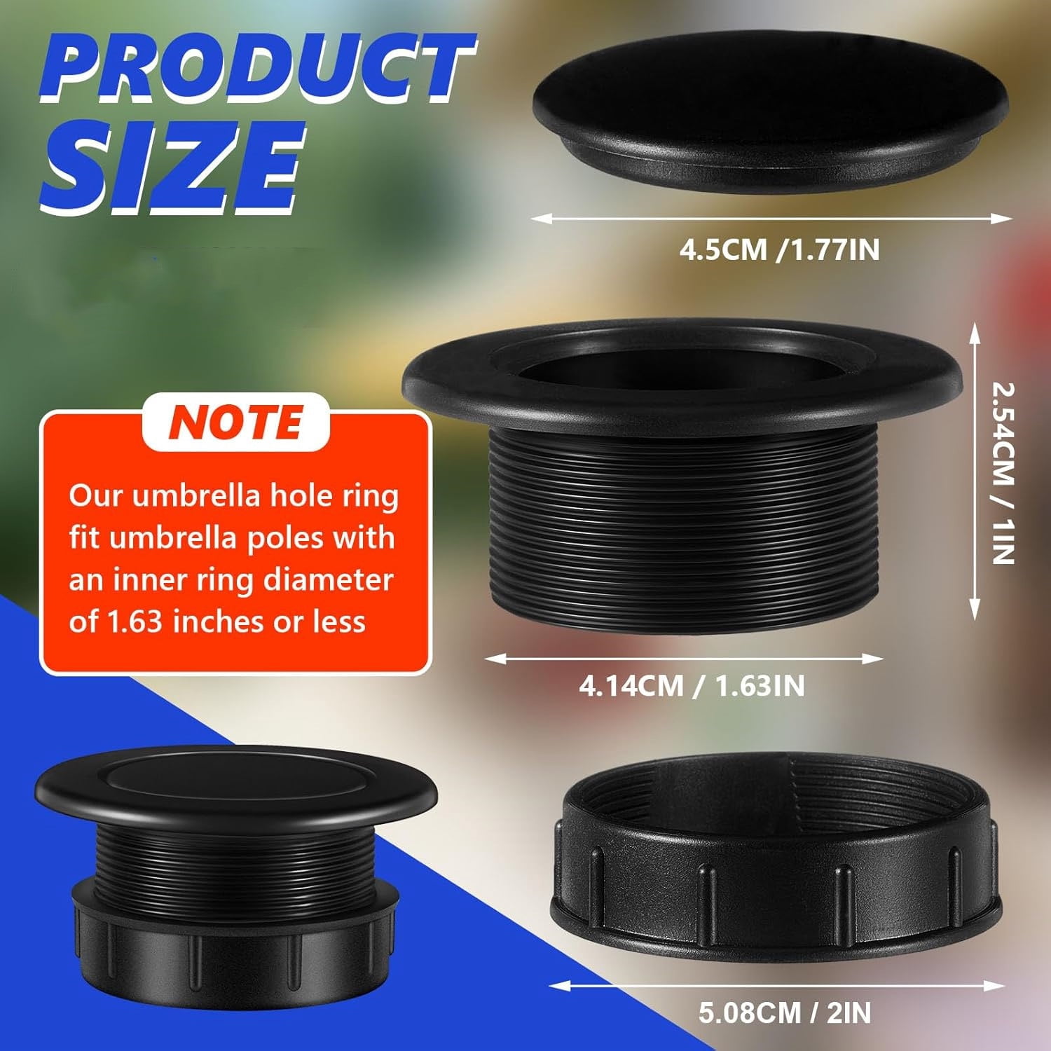 Bexikou Thicker Patio Table Hole Cover Insert,2 Pcs Patio Table Umbrella Hole Ring Plug Cap Set,Deck Table Umbrella Holes Plug Replacement Parts for Outdoor Patio Table Garden Yard