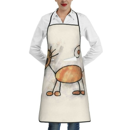 

Lukts Brown Cat Cartoon Pattern Kitchen Apron Waterdrop Resistant Apron with adjustable Aprons for Women and Men with Pockets Cooking Apron