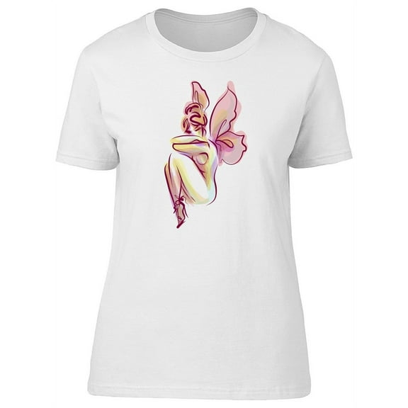 Beautiful Young Girl Model Wings T-Shirt Women -Image by Shutterstock, Female XX-Large