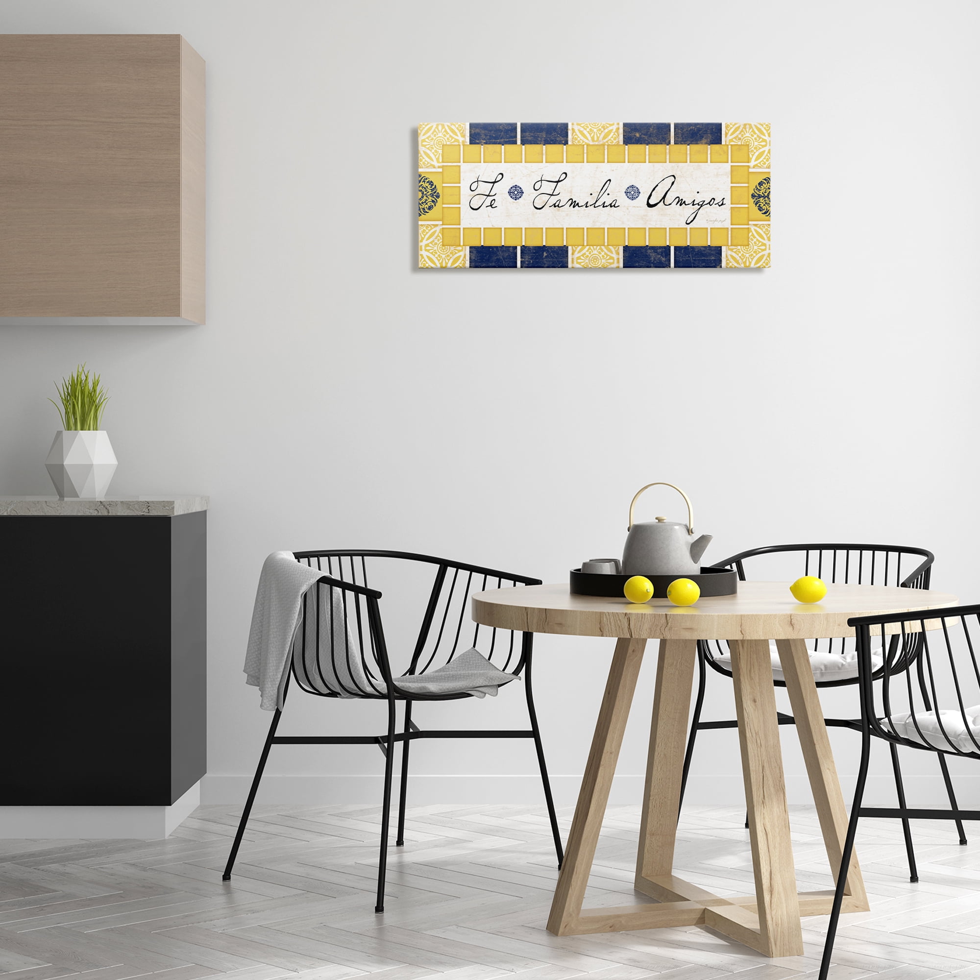 Stupell Industries Fe, Familia y Amigos Inspirational Quotes & Sayings Painting Wrapped Canvas Art Print Wall Art, 30 x 13