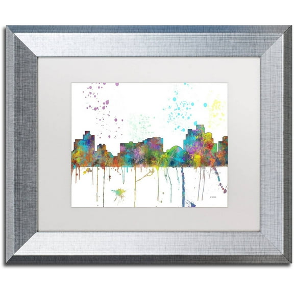 Trademark Fine Art "Reno Nevada Skyline Mclr-1" Canvas Art by Marlene Watson, White Matte, Silver Frame
