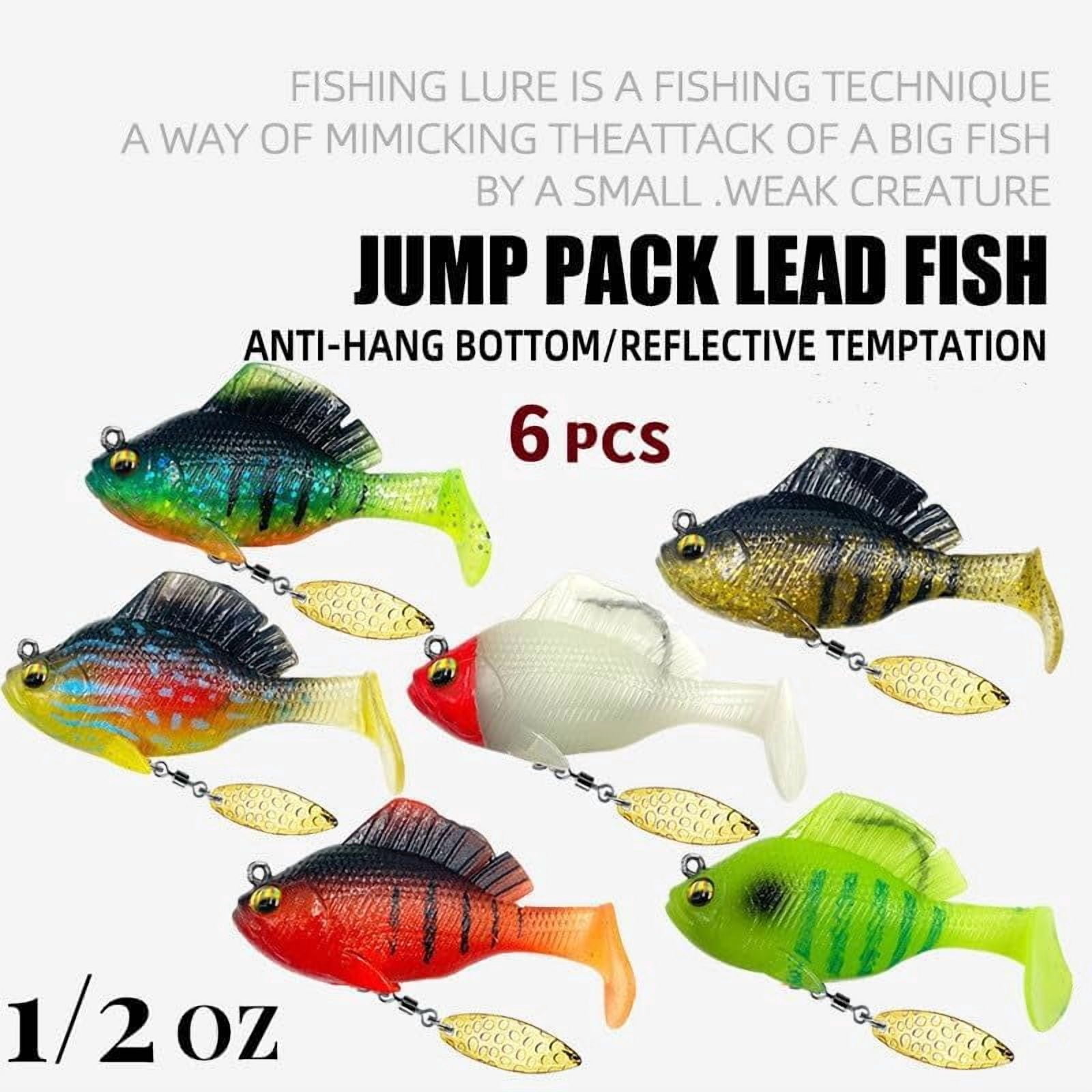 6Pcs Pre-Rigged Jig Head Soft Fishing Lures，Paddle Tail Swimbaits/3D Eyes/Spinner Blades for Bass Fishing,Hidden Ultra-Sharp Hook in The top fin,Fishing Bait for Freshwater Saltwater