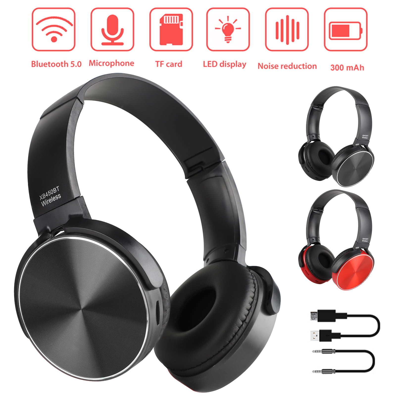 Bluetooth Headphones Tsv Stereo Wireless Bluetooth Headphones Over Ear With Noise Cancelling Mic Wired Stereo Gaming Headset Fit For Nintendo Switch Ps4 Xbox One Pc Android And Ios Black Red Walmart Com