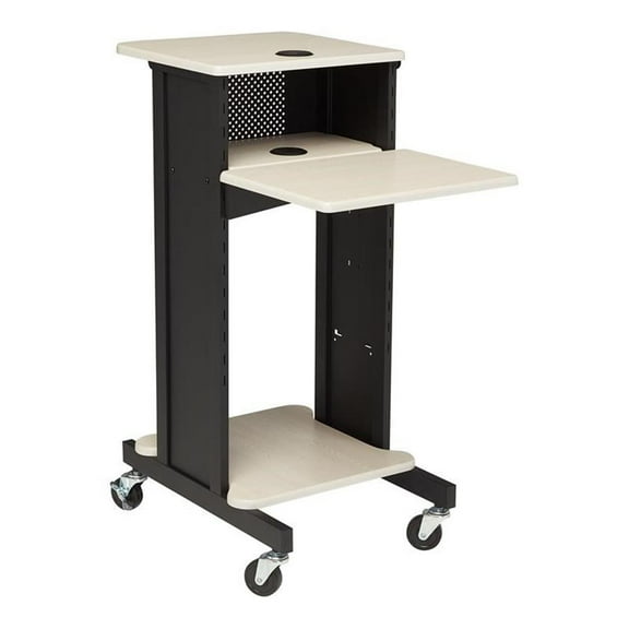 Oklahoma Sound PRC Series Modern Metal Premium Presentation Cart in Ivory/Black