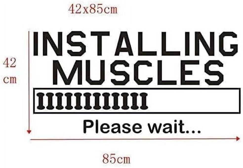 QTH Installing Muscles Quote Wall Decal Gym Bodybuilding Vinyl Wall Sticker Sport Fitness Motivation Gym Decoration Wall Art Mural Sports AY976 (Black, 42x85cm)
