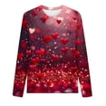 thumbnail image 4 of Valentines Day Long Sleeve Shirts for Womens Cute Heart Print Basic Tee Classic Crewneck Blouse Top, 4 of 4