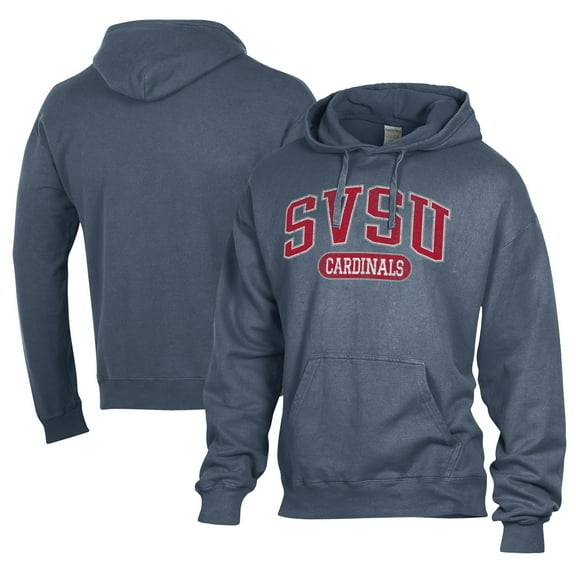 Men's Comfort Wash Blue Saginaw Valley State Cardinals Lightweight Fleece Pullover Hoodie