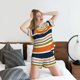 thumbnail image 5 of Balery Colorful Pastel Stripes Conjunto de Pijama para Mujer con Estampado, Dos Piezas de Manga Corta y Shorts, Ropa de Dormir Suave con Cuello Redondo y Bolsillos-Medium, 5 of 6