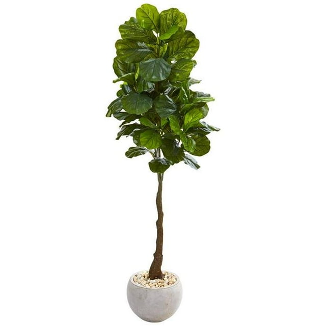 Nearly Natural 9728 65 in. Fiddle Leaf Artificial Tree in Sand Colored Planter