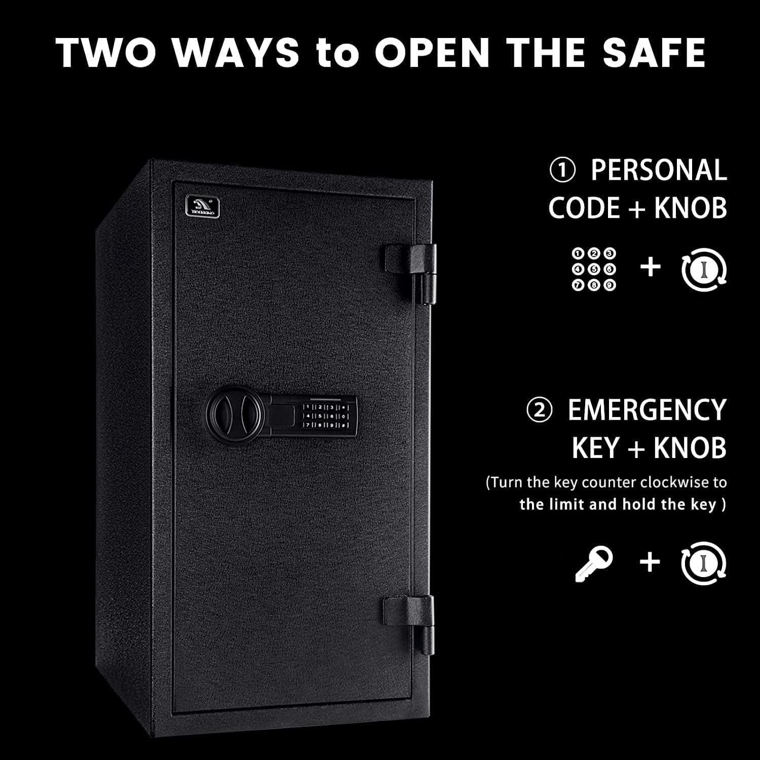 TigerKing Fireproof Steel Safe with Digital Lock, 3.47 Cubic Feet, Large Safe Box for Home and Office