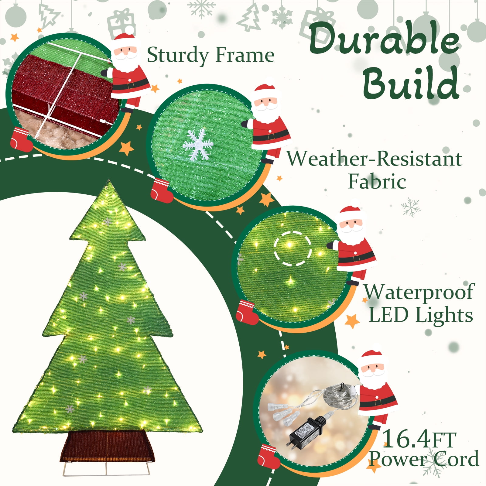 Astoutdoor 4 ft Lighted Christmas Tree, Pre-lit Holiday Decoration with 110 Warm White LED Lights, Indoor Outdoor Use