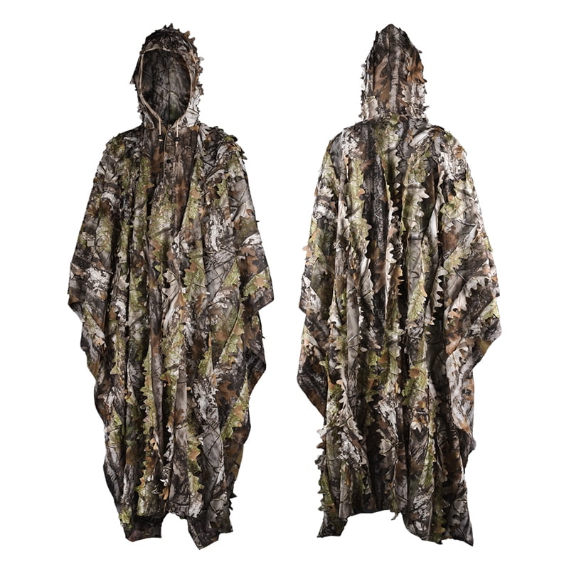 3D Leafy Poncho Cloak Suits Camouflage Jungle Hunting Tactical Leaf Outdoor 