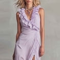 thumbnail image 5 of Women's Dress Sleeveless V Neck Women Lace Slit Maxi Dress Purple L, 5 of 7