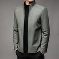 thumbnail image 2 of Nueva chaqueta de cuero sintético resistente al viento para hombre, estilo elegante e informal, estilo aviador, estilo retro, de negocios, de PU, color verde guisante, ajustada, con cremallera, para o, 2 of 5