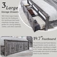 thumbnail image 7 of Aitjunz Farmhouse King Size Bed Framewith 51" Tall Headboard & 20" Roman Column Footboard, Wood Platform Frame with 3 Large Storage Drawers, No Box Spring Needed, 7 of 7