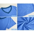 thumbnail image 3 of Langwyqu Plus Size Summer Women V-Neck Patchwork Casual T-Shirt Tops, 3 of 4