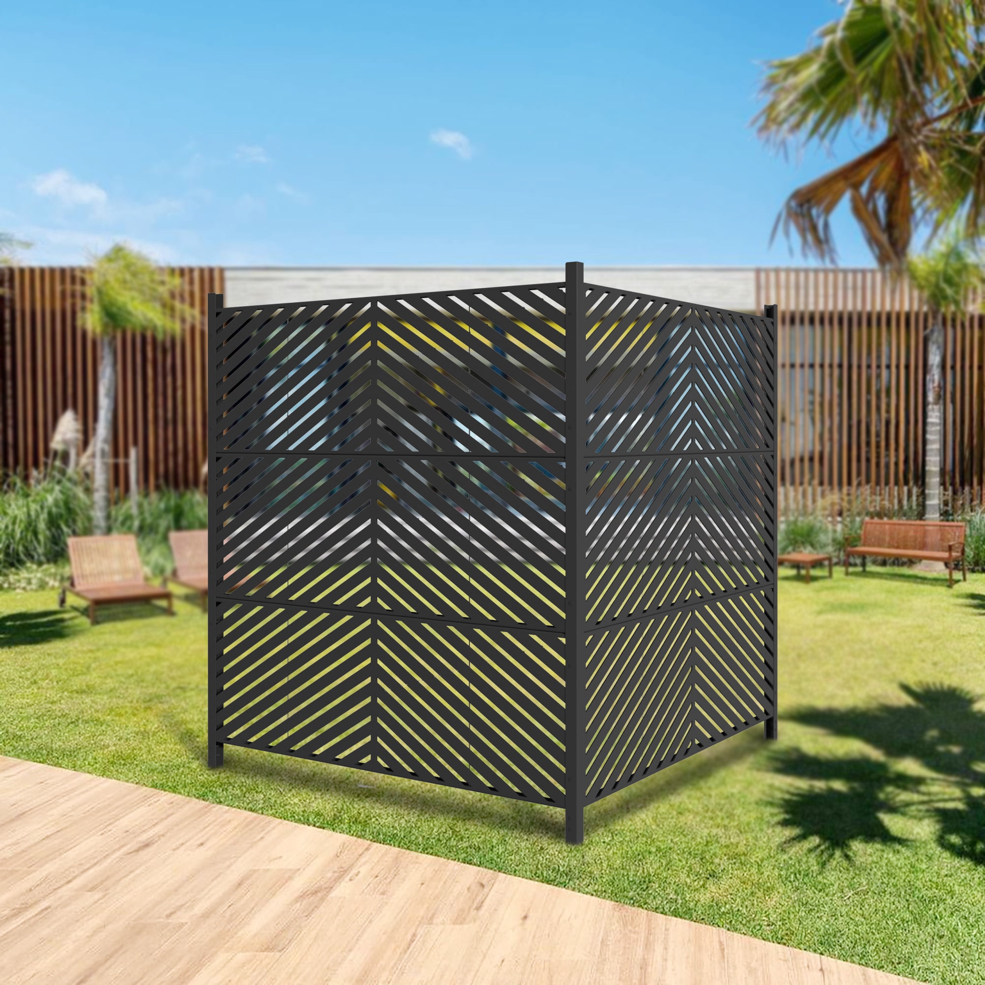 47 x 47 Inch Outdoor Privacy Screen Panels – All-Weather No-Dig Enclosure Kit for AC Units, Trash Cans, and Pool Equipment – Easy Installation & Versatile Design