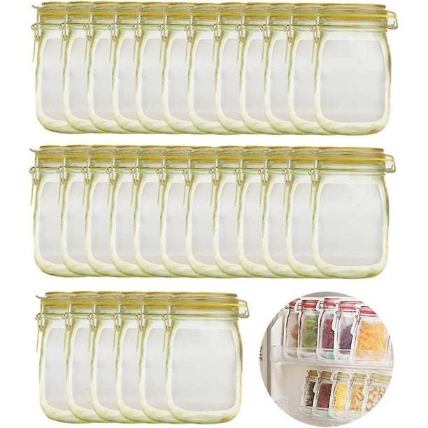 Spice Storage Bags-30 PCS Small Mason jar Spice Jars Bags, Resealable Smell Proof Bags Reusable Snack Saver Container Leak-Proof Bags for Party Favor