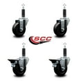 thumbnail image 2 of 3.5 Inch Soft Rubber Wheel Swivel 1 Inch Expanding Stem Caster Set 2 Brakes SCC, 2 of 2