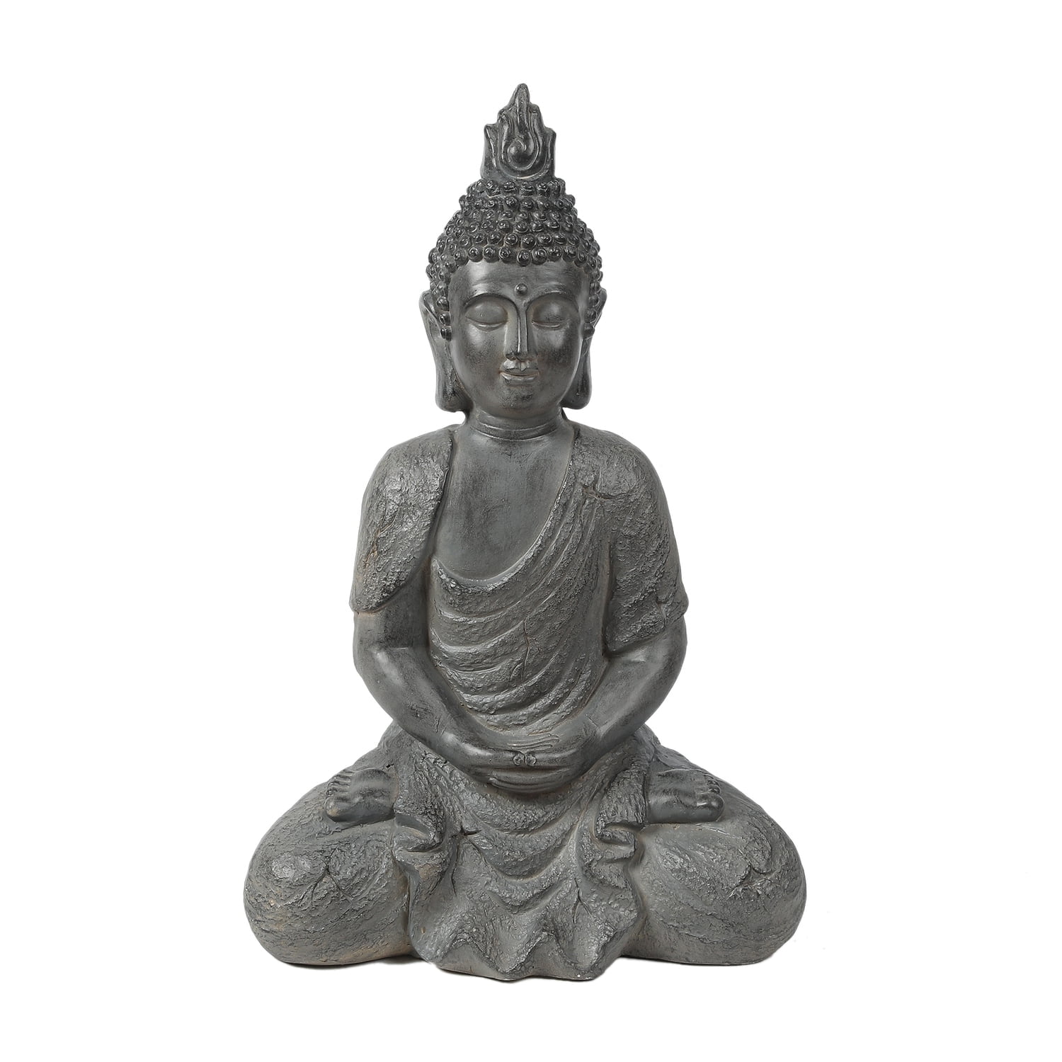LuxenHome Meditating Buddha Statue, 21" Large Fiber Stone Zen Buddha Sculptures, Indoor Outdoor Buddha Statue,Zen Decor for Garden, Patio, Backyard Deck