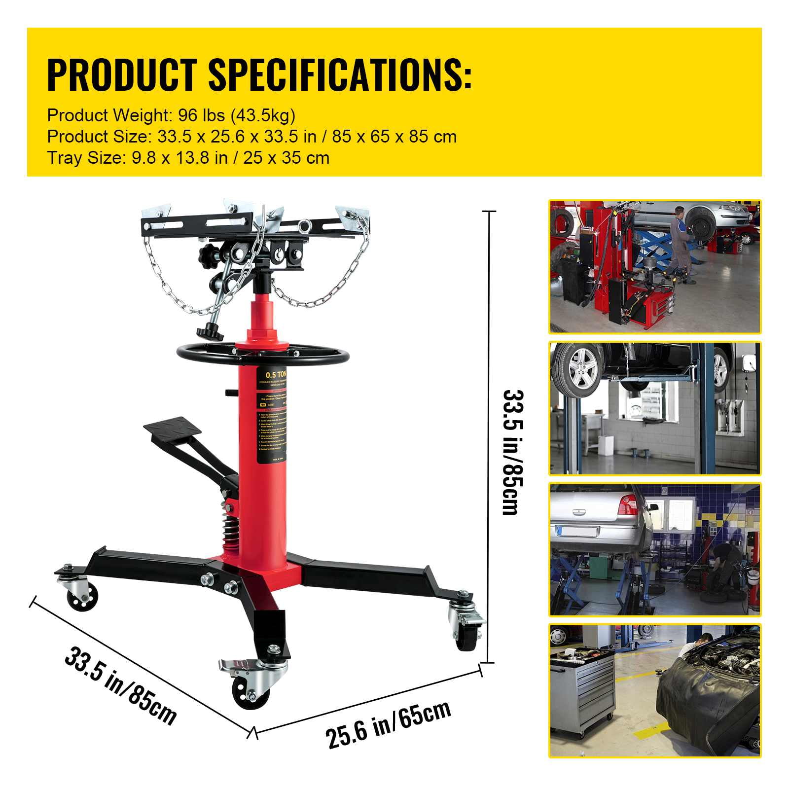 VEVOR Transmission Jack 1100 lbs 2-Stage Hydraulic High Lift Vertical Telescopic,Red