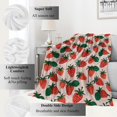 thumbnail image 2 of Sweet Strawberry Blanket Green Leaves Throw Blankets Gifts for Girls Women Adults Lightweight Soft Fleece Cozy for Sofa Couch Bed Room Travel Birthday Farmhouse Decor 60x80in, 2 of 6